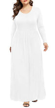 Load image into Gallery viewer, Women's XL-6XL Long Sleeve Casual Plus Size Maxi Loungewear Dresses with Pockets White,6XL