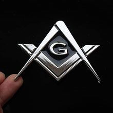 Load image into Gallery viewer, 2 Pack 2.75" Chrome Plated Masonic Car Emblem Mason Square and Compasses Auto Truck Motorcycle Decal Gift Accessories