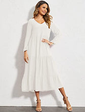 Load image into Gallery viewer, Women's Order of the Eastern Star White Dress Long Sleeve Maxi Dress with Pockets