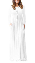 Load image into Gallery viewer, Women's Long Sleeve Loose Plain Maxi Dresses Casual Long Dresses with Pockets(White,Medium)