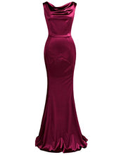 Load image into Gallery viewer, Women's Vintage Sleeveless Bodycon Crew Neck Ball Gowns and Evening Party Long Dress Burgundy S