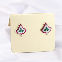 Load image into Gallery viewer, CENWA Pink and Green Leaf Zircon Earrings Sorority Gifts Paraphernalia Graduation Jewelry (Leaf Zircon Earrings)