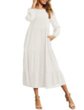 Load image into Gallery viewer, Women's Order of the Eastern Star White Dress Long Sleeve Maxi Dress with Pockets
