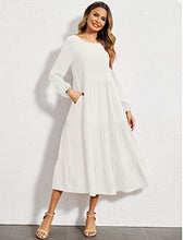 Load image into Gallery viewer, Women's Order of the Eastern Star White Dress Long Sleeve Maxi Dress with Pockets