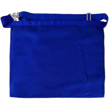 Load image into Gallery viewer, Masonic Master Mason Blue Lodge Apron Machine Embroidered Faux Leather Adjustable Metal Clip Belt Snake Hooks with Square & Compass Blue Grosgrain Ribbon- Size 14 x 16 inches, Blue/White