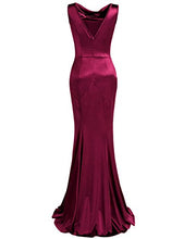 Load image into Gallery viewer, Women's Vintage Sleeveless Bodycon Crew Neck Ball Gowns and Evening Party Long Dress Burgundy S