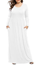 Load image into Gallery viewer, Women's XL-6XL Long Sleeve Casual Plus Size Maxi Loungewear Dresses with Pockets White,6XL