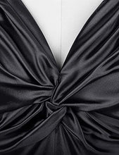 Load image into Gallery viewer, Black Maxi Dress Sleeveless 1950s Retro V Neck Plain Satin Maxi Long Formal Gowns and Evening Dresses for Women XL