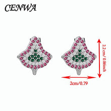 Load image into Gallery viewer, CENWA Pink and Green Leaf Zircon Earrings Sorority Gifts Paraphernalia Graduation Jewelry (Leaf Zircon Earrings)