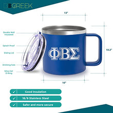 Load image into Gallery viewer, Phi Beta Sigma Official Vendor - 14 oz Travel Coffee Mug - Insulated Stainless Steel Coffee Tumbler - Greek Letters - Shield - Fraternity Paraphernalia