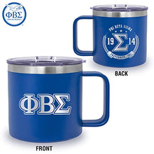 Load image into Gallery viewer, Phi Beta Sigma Official Vendor - 14 oz Travel Coffee Mug - Insulated Stainless Steel Coffee Tumbler - Greek Letters - Shield - Fraternity Paraphernalia
