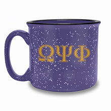 Load image into Gallery viewer, Bad Bananas BBGreek Omega Psi Phi Official Vendor - 15 oz Coffee/Tea Campfire Mug - Omega For Life - Fraternity Paraphernalia