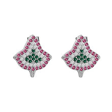 Load image into Gallery viewer, CENWA Pink and Green Leaf Zircon Earrings Sorority Gifts Paraphernalia Graduation Jewelry (Leaf Zircon Earrings)