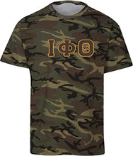 Load image into Gallery viewer, Iota Phi Theta Embroidered Twill Letter Camo T Shirt Camo Large