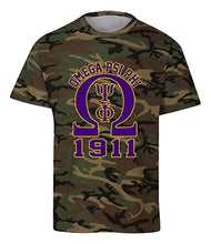 Load image into Gallery viewer, Omega Psi Phi Fraternity Big Omega Graphic T Shirt Camo Large Regular
