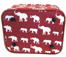 Load image into Gallery viewer, Elephant Print 2 Piece Train Case Cosmetic Set Travel Toiletry Luggage (Burgundy Red)
