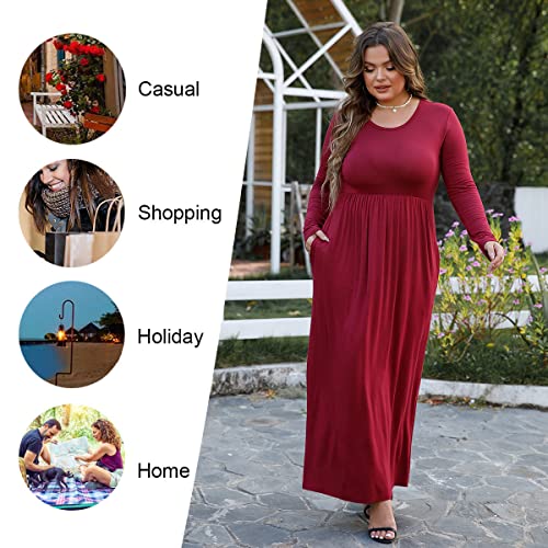 Women s XL 6XL Long Sleeve Casual Plus Size Maxi Loungewear Dresses wi