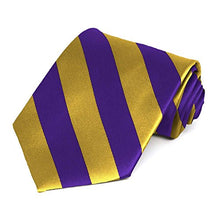 Load image into Gallery viewer, Purple & Gold Striped Tie (Dark Purple and Gold) Omega Psi Phi Tie