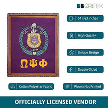 Load image into Gallery viewer, Omega Psi Phi Official Vendor - Woven Tapestry Throw Blanket - 51 x 63 Inches - Fraternity Paraphernalia