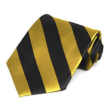 Load image into Gallery viewer, tiemart Striped Tie (Black and Gold)