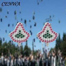 Load image into Gallery viewer, CENWA Pink and Green Leaf Zircon Earrings Sorority Gifts Paraphernalia Graduation Jewelry (Leaf Zircon Earrings)