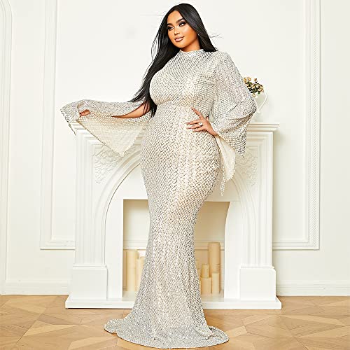 Women's Plus Size Formal Sequin Long Split Sleeve Prom Maxi Dress, Bod RITUALISTIC GIFTS Women's Plus Size Formal Sequin Long Split Sleeve Prom Maxi Dress, Bod RITUALISTIC GIFTS