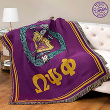 Load image into Gallery viewer, Omega Psi Phi Official Vendor - Woven Tapestry Throw Blanket - 51 x 63 Inches - Fraternity Paraphernalia