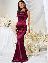 Load image into Gallery viewer, Women's Vintage Sleeveless Bodycon Crew Neck Ball Gowns and Evening Party Long Dress Burgundy S