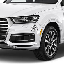 Load image into Gallery viewer, 2 Pack 2.75" Chrome Plated Masonic Car Emblem Mason Square and Compasses Auto Truck Motorcycle Decal Gift Accessories