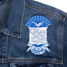 Load image into Gallery viewer, Phi Beta Sigma Fraternity 4.85 inch Embroidered Appliqué Sew or Iron On Greek Blazer Jacket Pants Bag Sigma (4.85 Crest Patch) Multicolored
