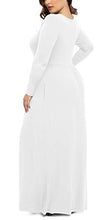 Load image into Gallery viewer, Women&#39;s XL-6XL Long Sleeve Casual Plus Size Maxi Loungewear Dresses with Pockets White,6XL
