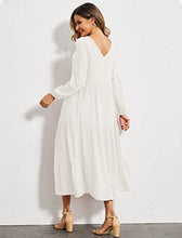 Load image into Gallery viewer, Women&#39;s Order of the Eastern Star White Dress Long Sleeve Maxi Dress with Pockets
