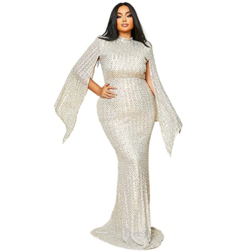 Women's Plus Size Formal Sequin Long Split Sleeve Prom Maxi Dress, Bod RITUALISTIC GIFTS Women's Plus Size Formal Sequin Long Split Sleeve Prom Maxi Dress, Bod RITUALISTIC GIFTS