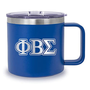 Phi Beta Sigma Official Vendor - 14 oz Travel Coffee Mug - Insulated Stainless Steel Coffee Tumbler - Greek Letters - Shield - Fraternity Paraphernalia