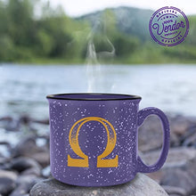 Load image into Gallery viewer, Omega Psi Phi Official Vendor - 15 oz Coffee/Tea Campfire Mug - Fraternity Paraphernalia

