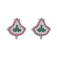 Load image into Gallery viewer, CENWA Pink and Green Leaf Zircon Earrings Sorority Gifts Paraphernalia Graduation Jewelry (Leaf Zircon Earrings)
