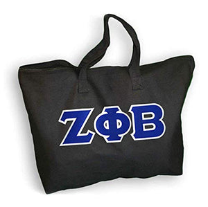 Zeta Phi Beta Sorority Lettered Canvas Tote Bag Black