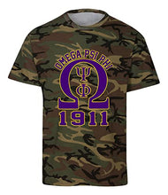 Load image into Gallery viewer, Omega Psi Phi Fraternity Big Omega Graphic T Shirt Camo Large Regular
