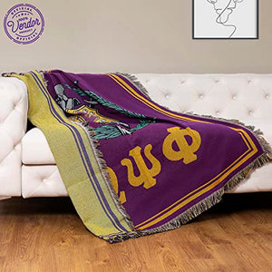 Omega Psi Phi Official Vendor - Woven Tapestry Throw Blanket - 51 x 63 Inches - Fraternity Paraphernalia