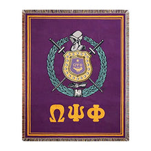 Load image into Gallery viewer, Omega Psi Phi Official Vendor - Woven Tapestry Throw Blanket - 51 x 63 Inches - Fraternity Paraphernalia
