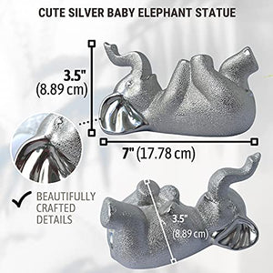 Elephant Statue, Silver Elephant Décor - Delta Sigma Theta Sorority Paraphernalia – Elephant Figurines with Trunk up - Elephant Nursery Decor - Elephant Gifts for Women