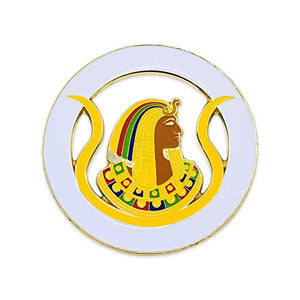 DOI Daughters of Isis Round Masonic Auto Emblem - [White & Gold][3'' Diameter]